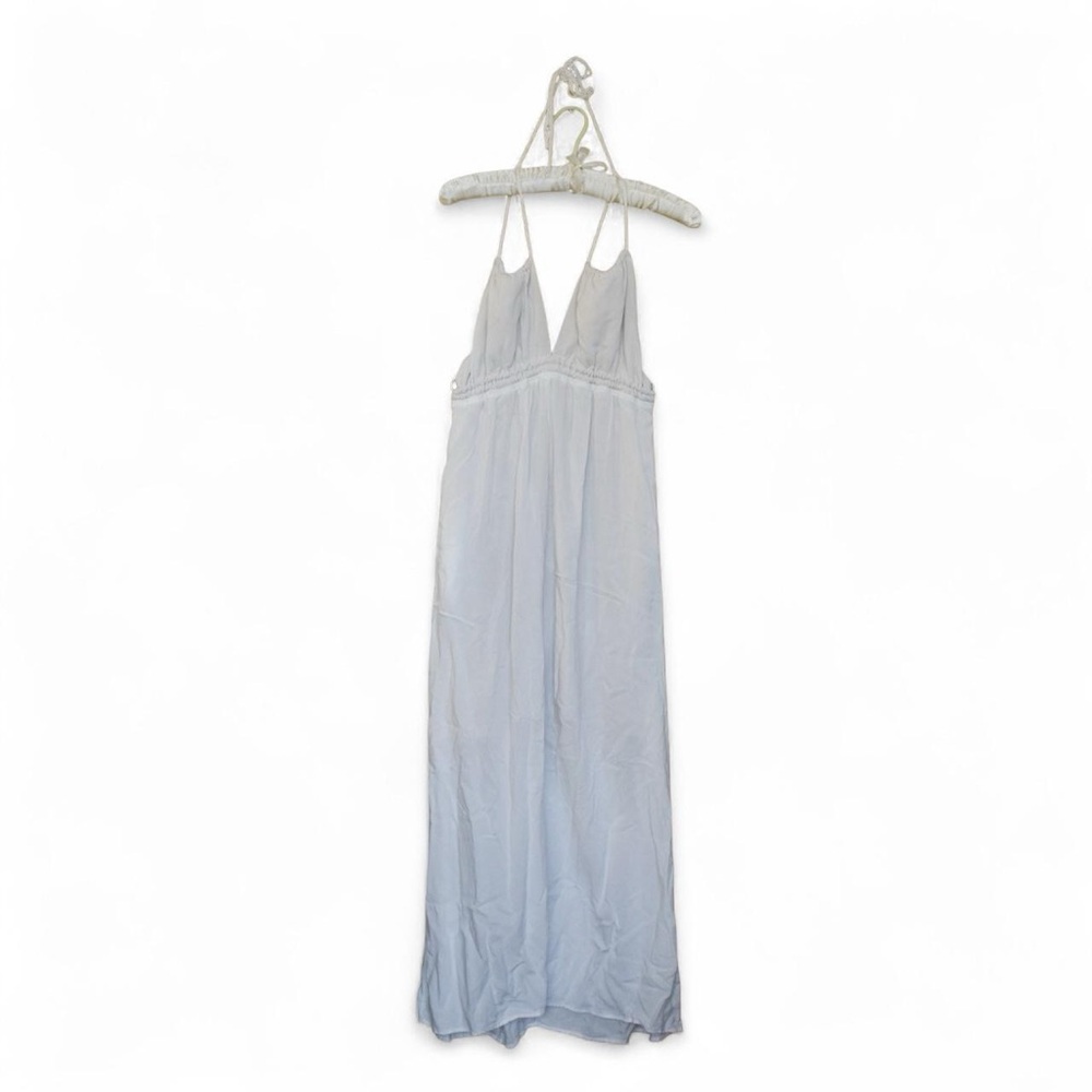 White Halter V-Neck Beach Boho Strappy Long Maxi Dress